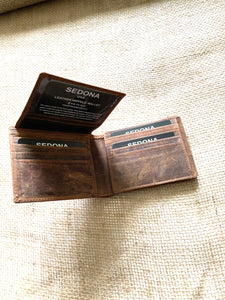 SEDONA® Bifold Wallet-16 Card Slots-Vintage Buffalo Leather