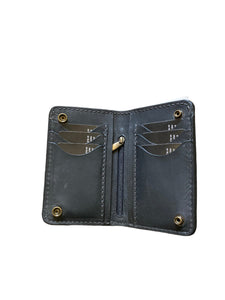 Vintage Cowhide Leather Bifold Wallet with Snap Closure