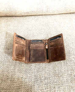 SEDONA® Buffalo Leather Trifold Wallet with Zippers